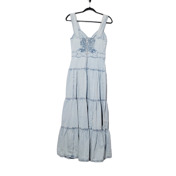 River Island Sleeveless Denim Tiered Ruffled Maxi Dress - Picture 4 of 10